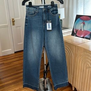 Super High-Rise Palazzo Jeans with Raw Hem